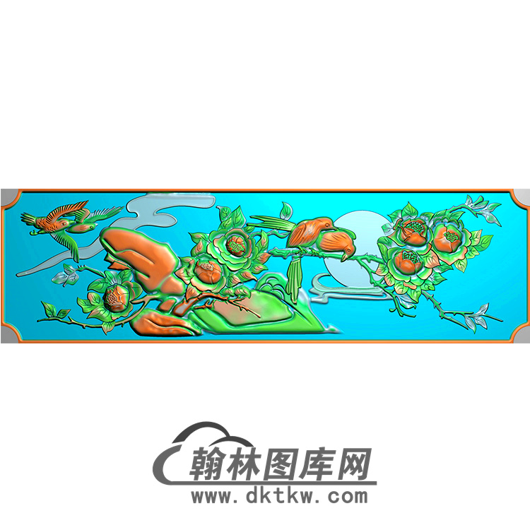 牡丹鸟无线碑板精雕图（MBBB-1685）展示