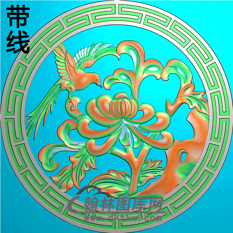 菊花鸟碑板精雕图（MBBB-1701）展示