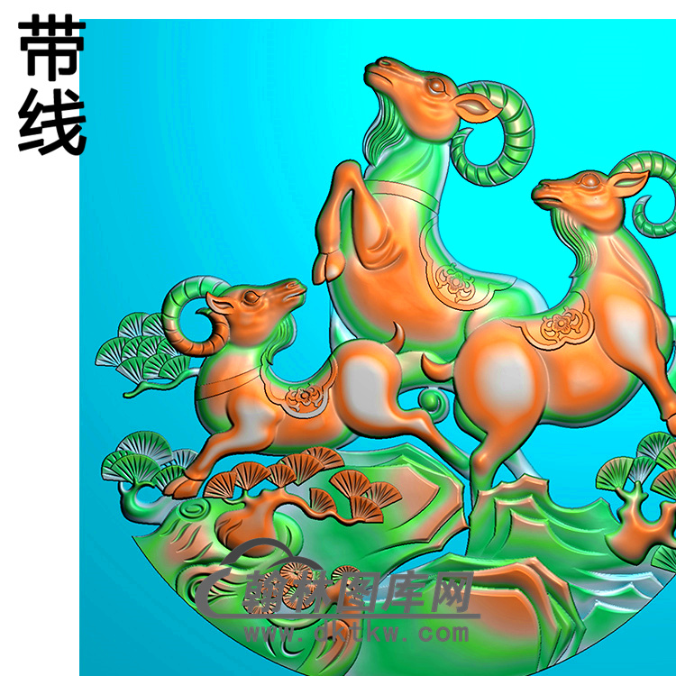 山羊碑板精雕图（MBBB-1708）展示