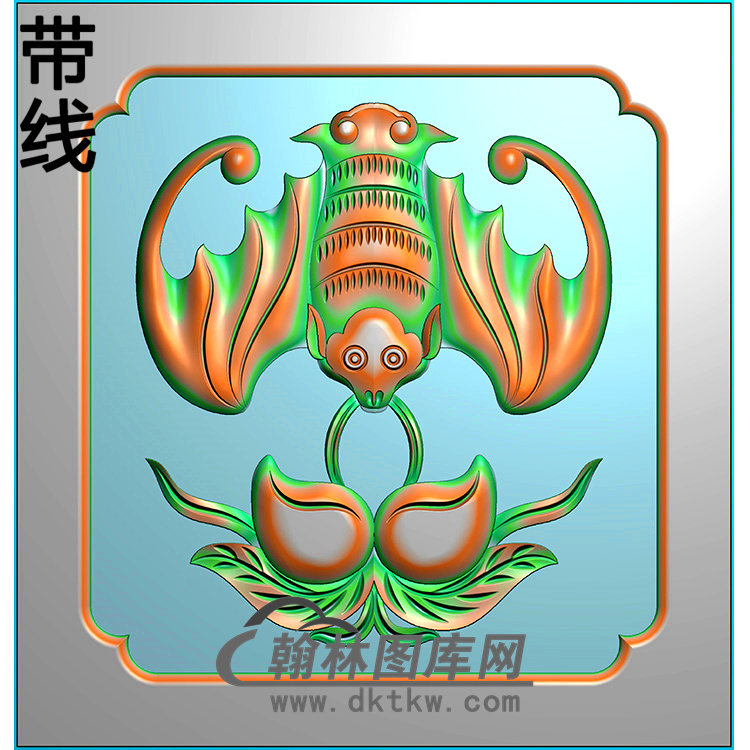 蝙蝠桃子碑板精雕图（MBBB-1721）展示