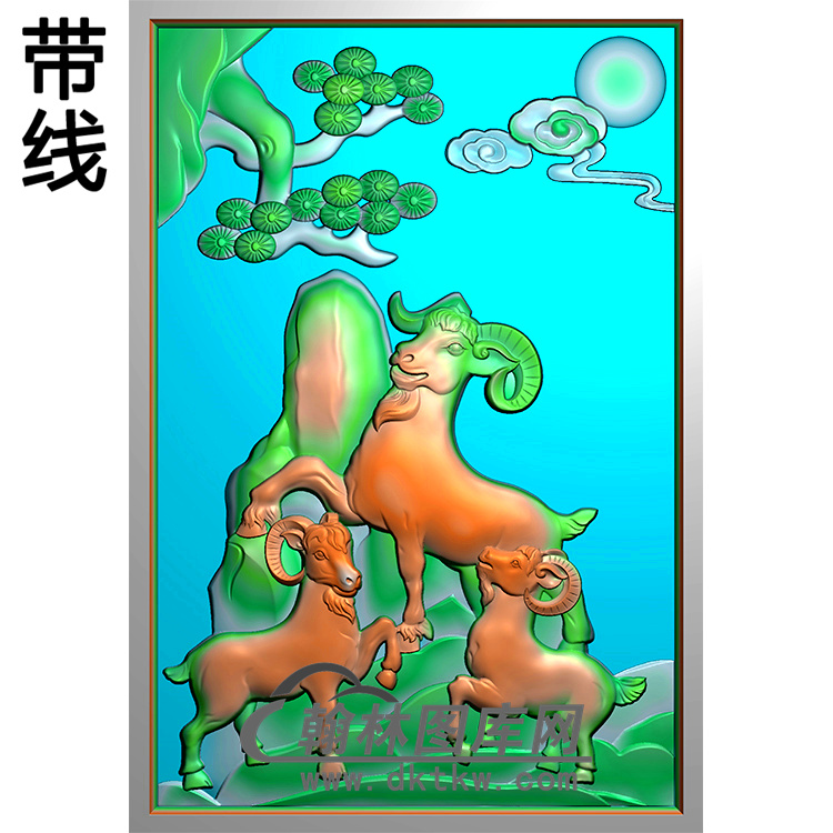 山羊碑板精雕图（MBBB-1726）展示