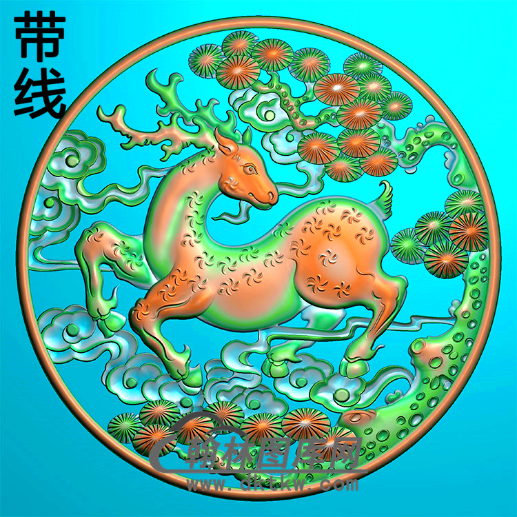 圆鹿碑板精雕图（MBBB-1738）展示