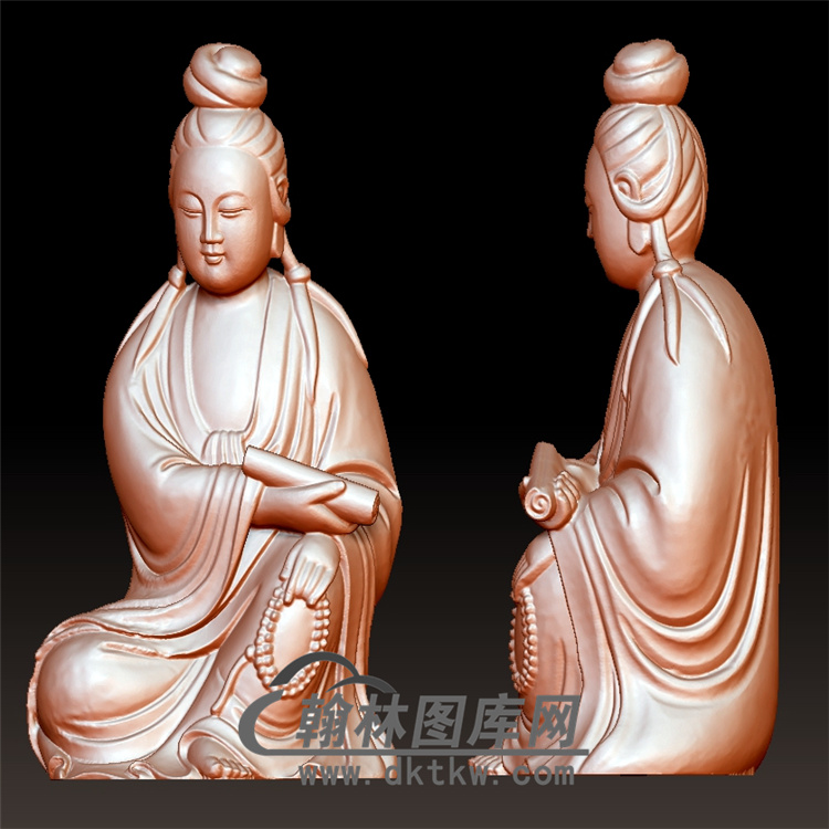 古体坐观音立体圆雕图(YGY-019)展示