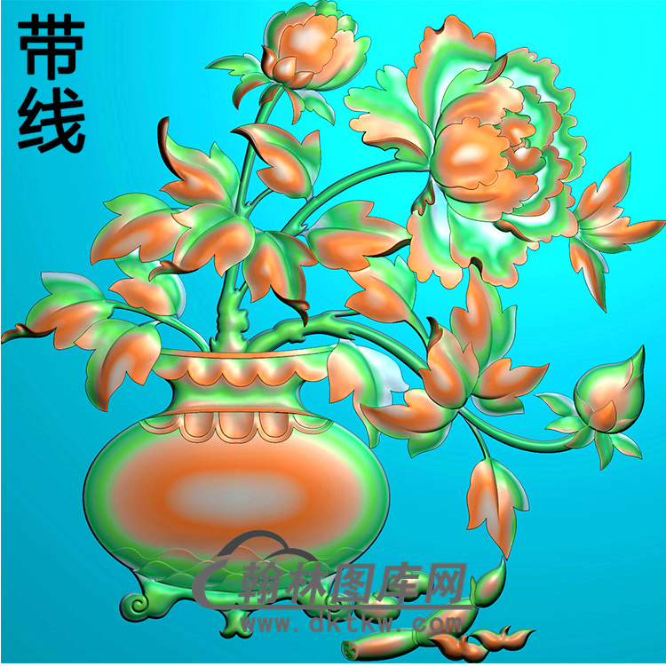 花瓶碑板精雕图（MBBB-1764）展示