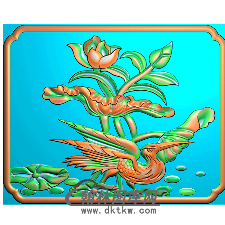 荷花无线碑板精雕图（MBBB-1771）展示