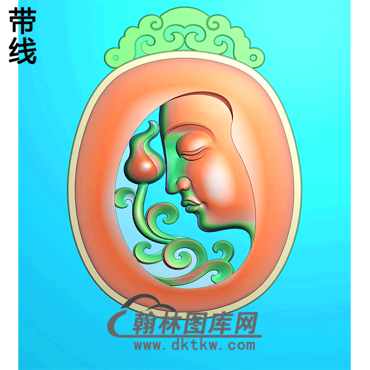 洋花侧脸佛悟道佛像精雕图（DXF-086)展示
