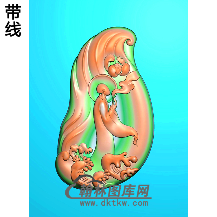 荷花浪花悟道佛像精雕图（DXF-122)展示