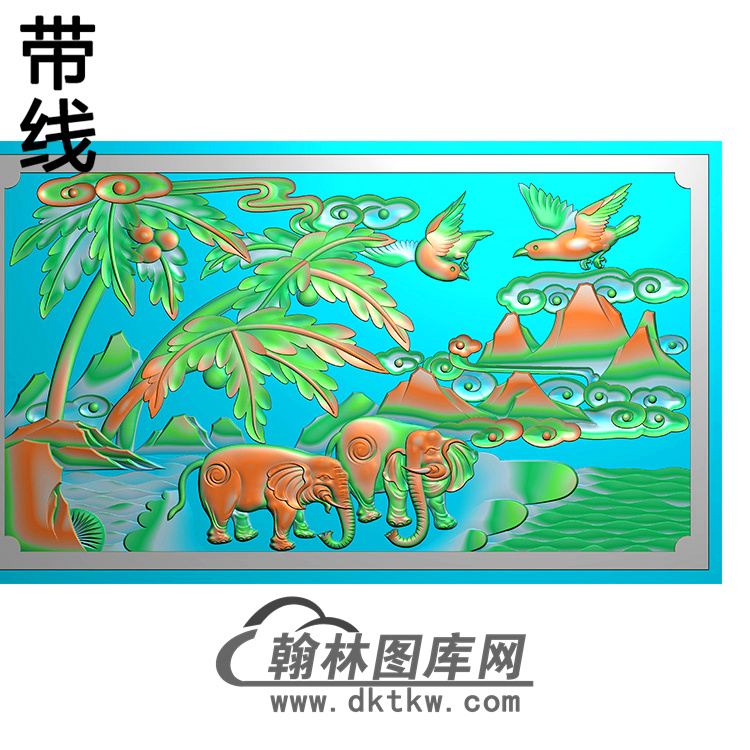 大象碑板精雕图（MBBB-1853）展示