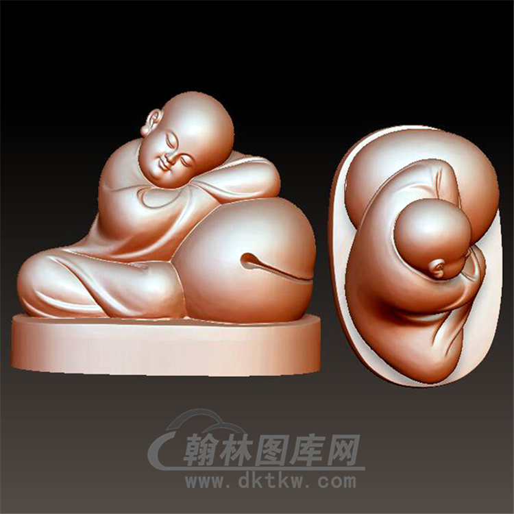 小和尚木鱼立体圆雕图(BBF-019)展示