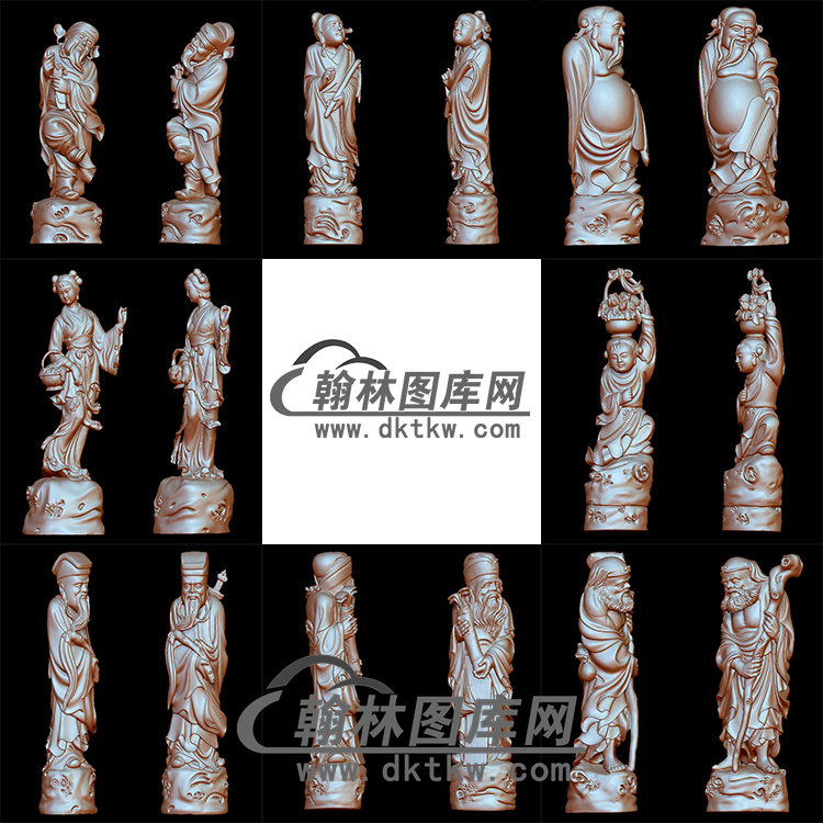 八仙套图立体圆雕图(YQT-040)展示