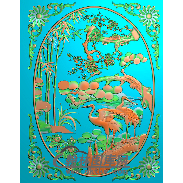 松鹤精雕图（SH-005)展示
