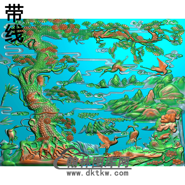 松鹤精雕图（SH-254)展示