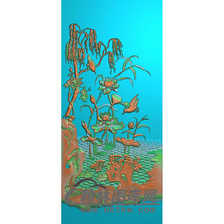 荷花精雕图（HHY-018)展示