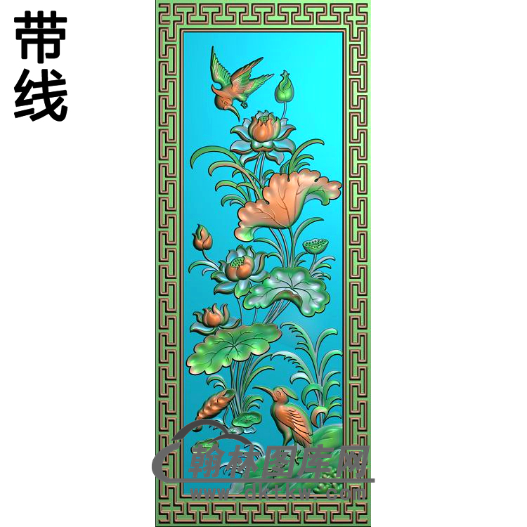 荷花精雕图（HHY-027)展示