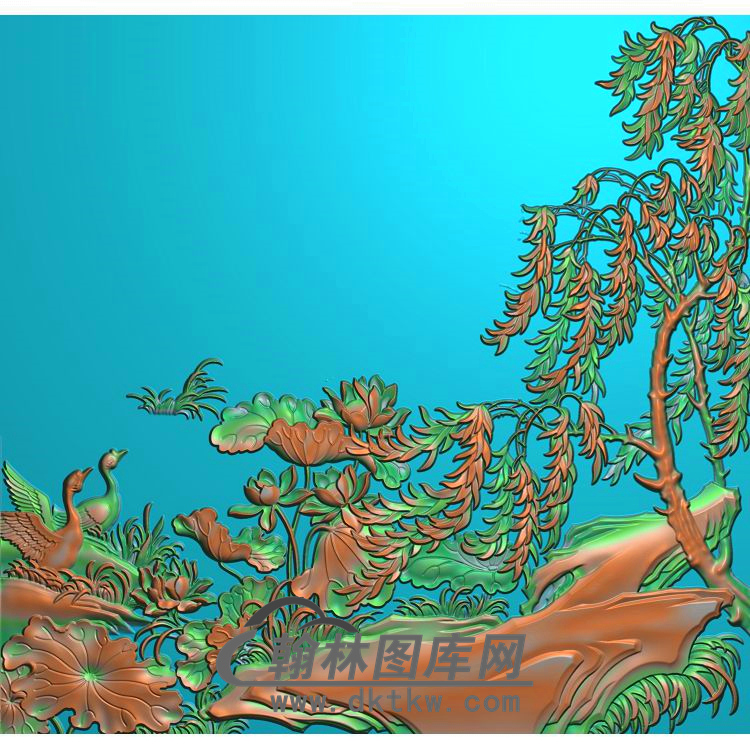 荷花精雕图（HHY-030)展示