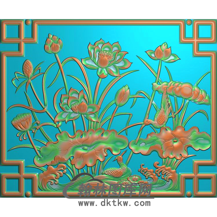 荷花精雕图（HHY-037)展示