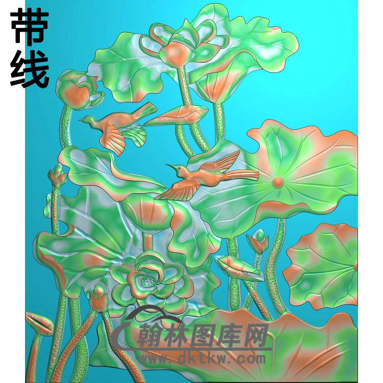 荷花精雕图（HHY-049)展示