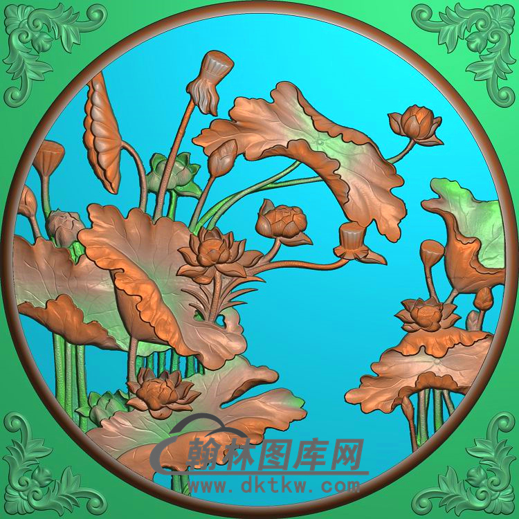 荷花精雕图（HHY-050)展示