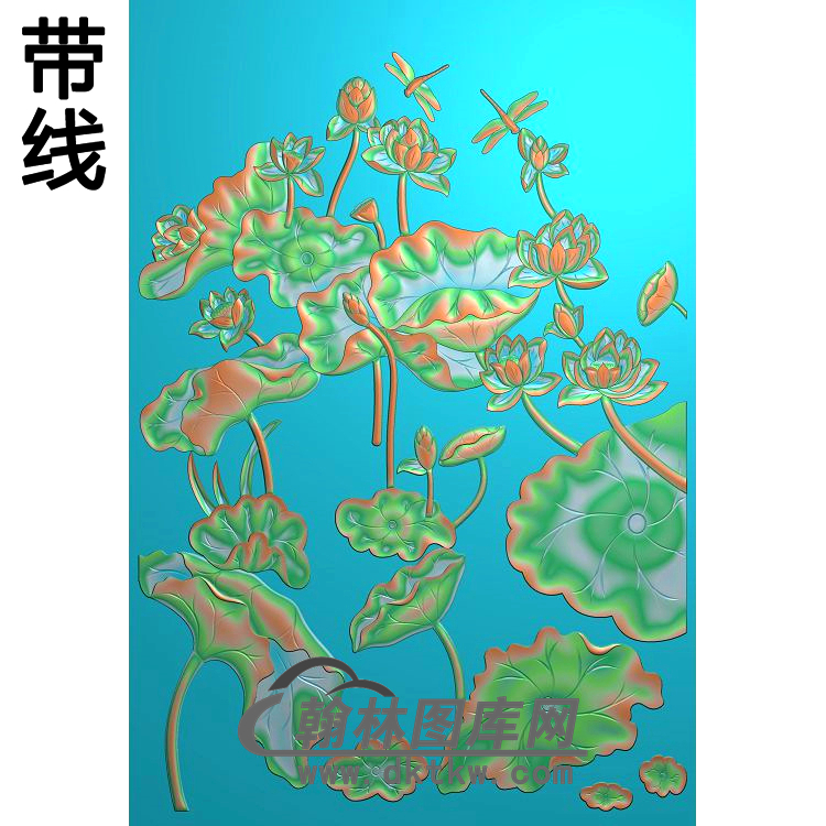 荷花精雕图（HHY-054)展示