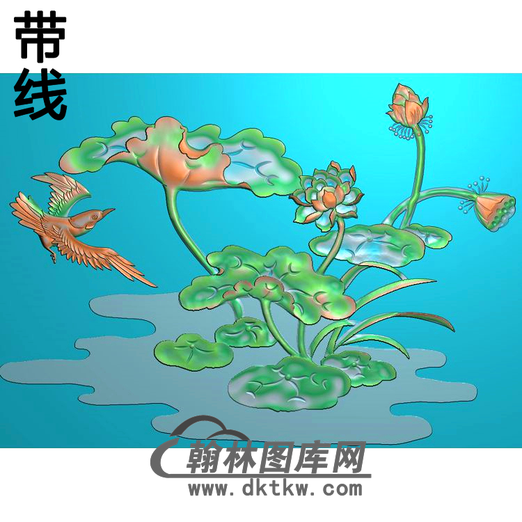 荷花精雕图（HHY-096)展示