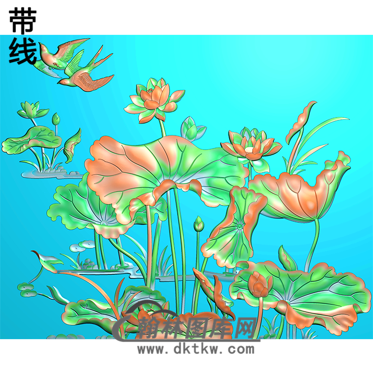 荷花精雕图（HHY-134)展示