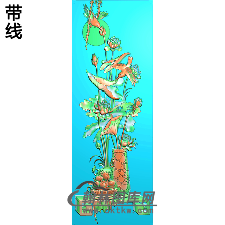 荷花精雕图（HHY-160)展示