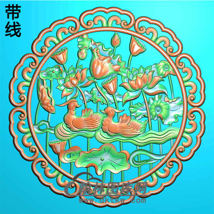 荷花精雕图（HHY-206)展示