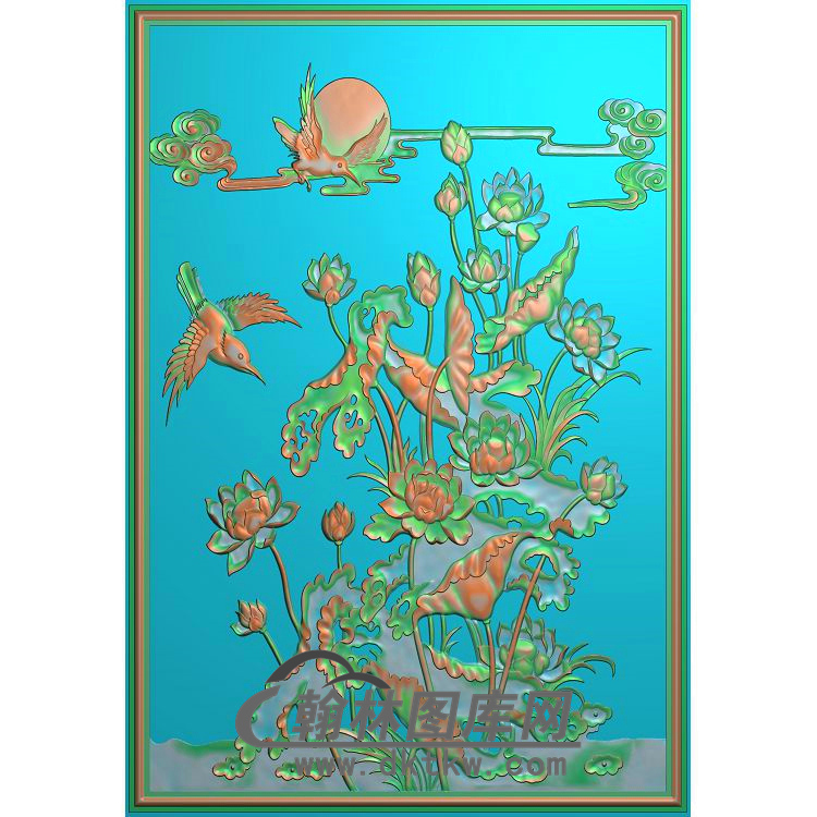 荷花精雕图（HHY-465)展示
