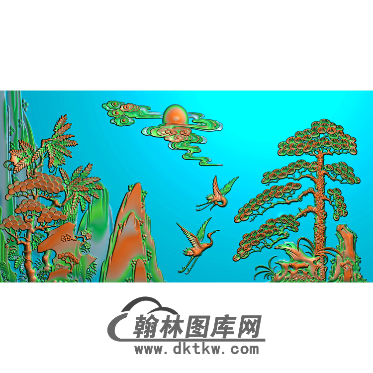 松鹤精雕图（SH-035)展示