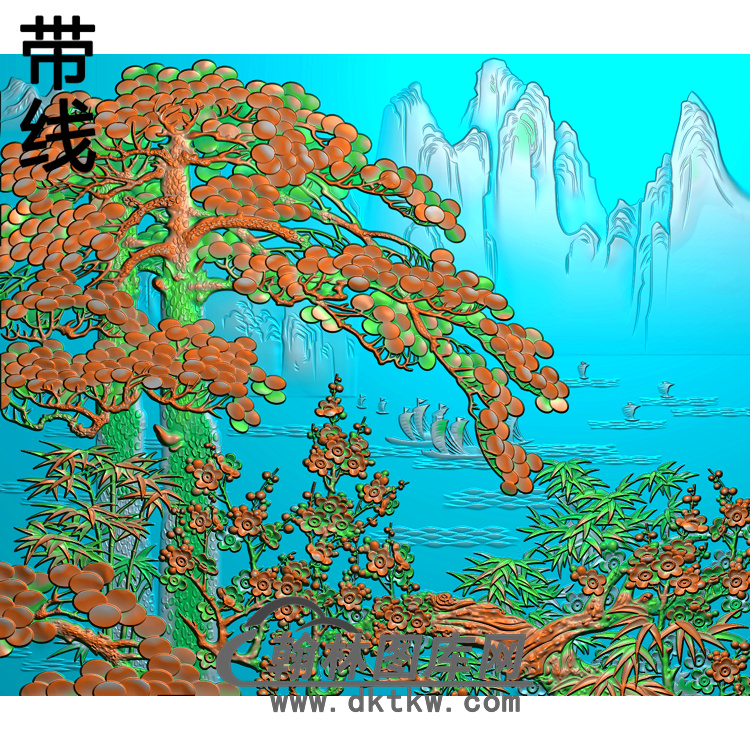 松鹤精雕图（SH-037)展示