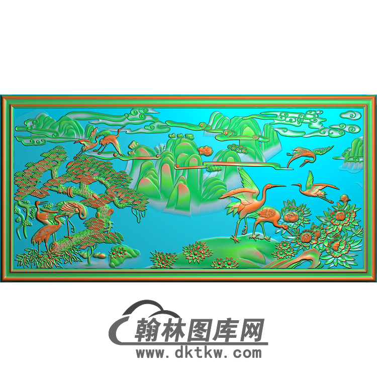 松鹤精雕图（SH-047)展示