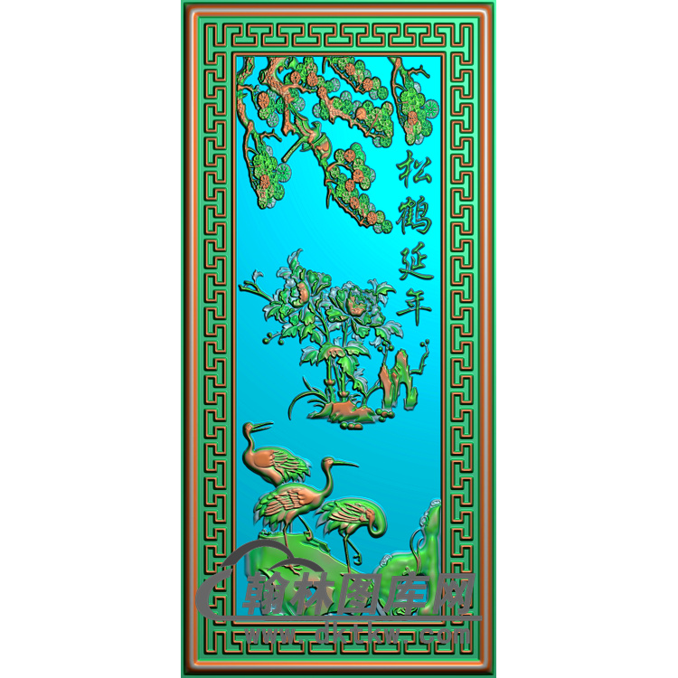 松鹤精雕图（SH-048)展示