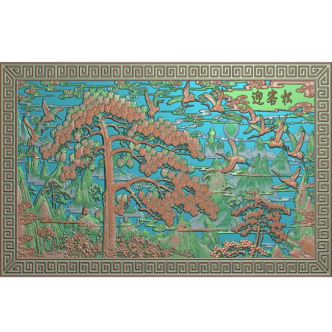 松鹤精雕图（SH-066)展示