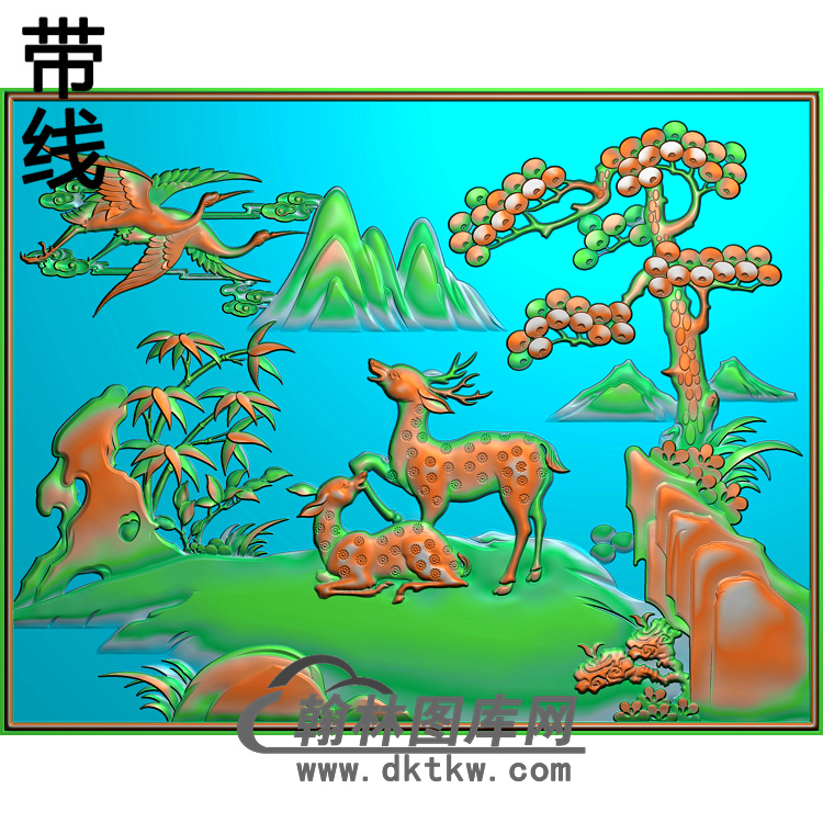 松鹤精雕图（SH-071)展示