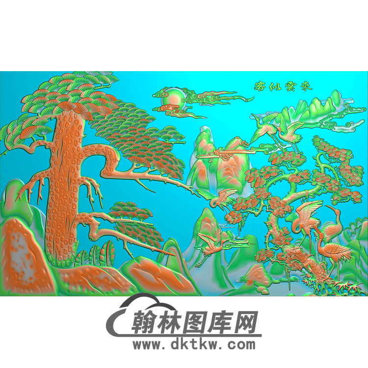 松鹤精雕图（SH-072)展示