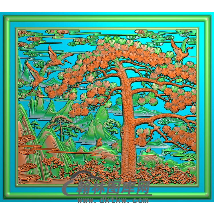松鹤精雕图（SH-086)展示