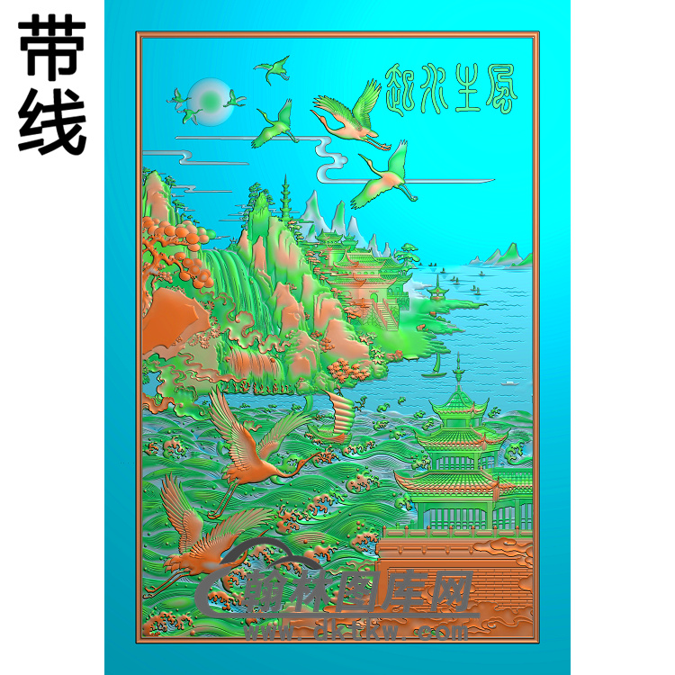 松鹤精雕图（SH-090)展示