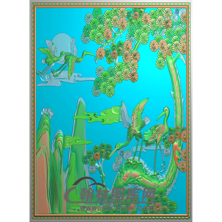 松鹤精雕图（SH-091)展示