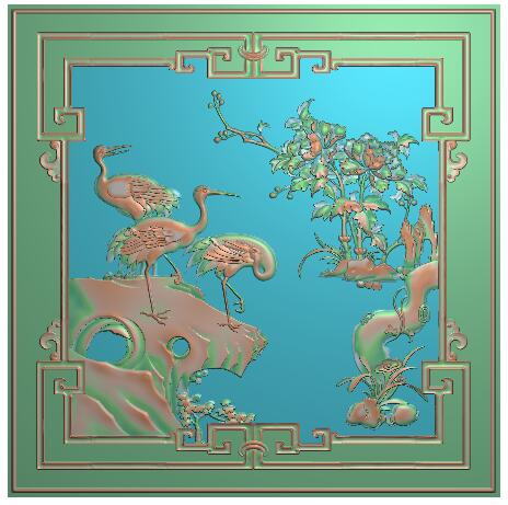 松鹤精雕图（SH-098)展示