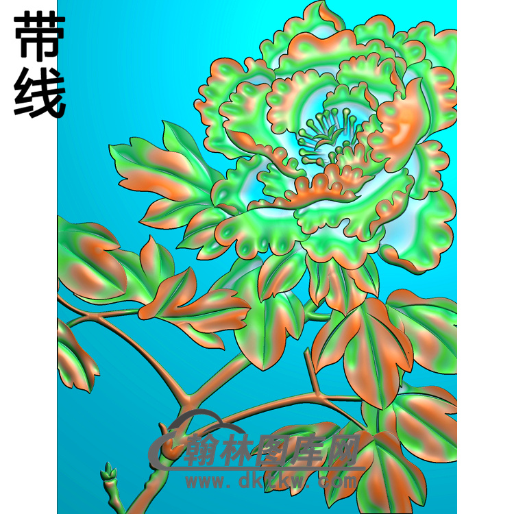 牡丹花鸟精雕图（MD-004)展示