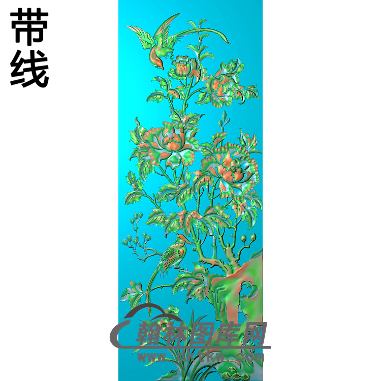 牡丹花鸟精雕图（MD-010)展示