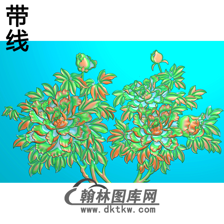 牡丹花鸟精雕图（MD-012)展示