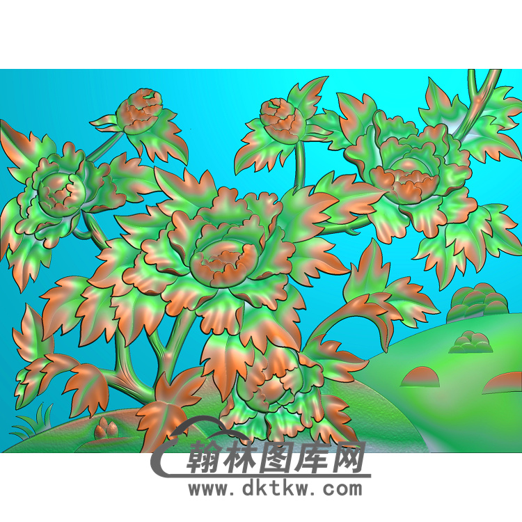 牡丹花鸟精雕图（MD-018)展示