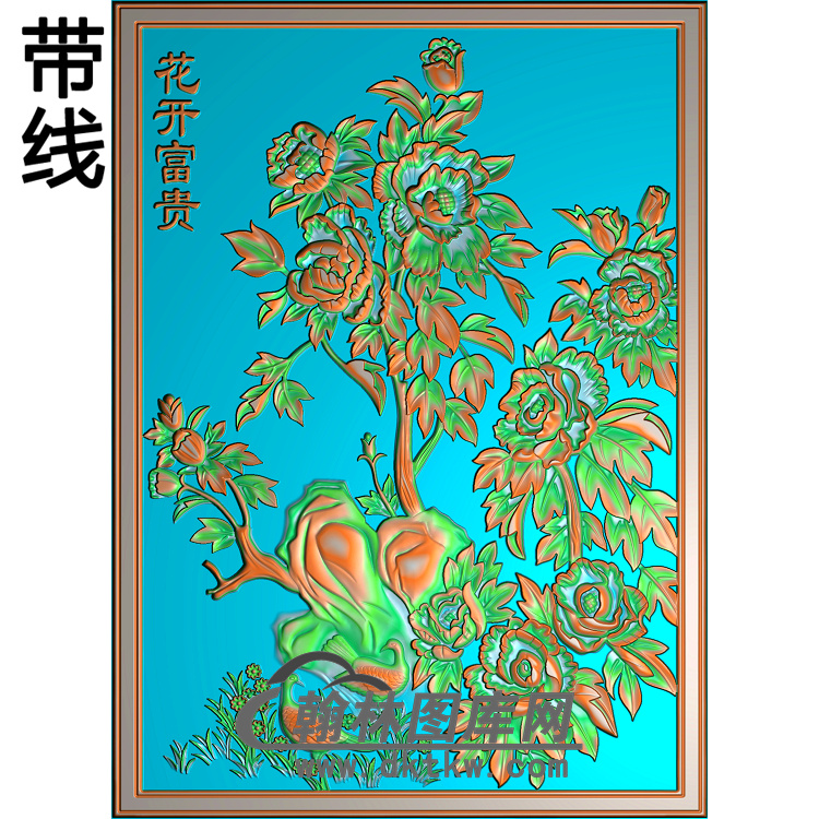 牡丹花鸟精雕图（MD-022)展示