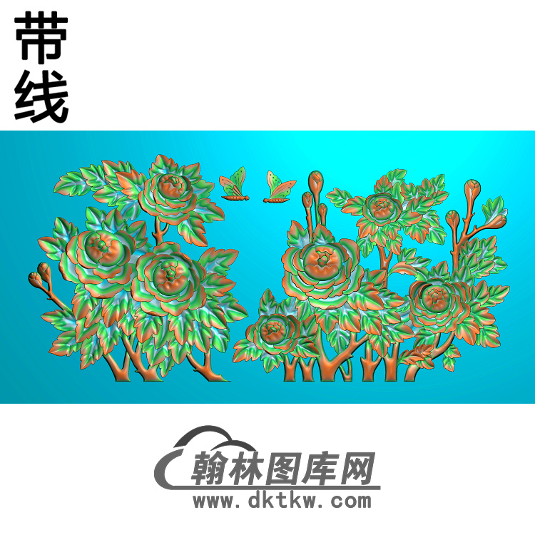 牡丹花鸟精雕图（MD-025)展示