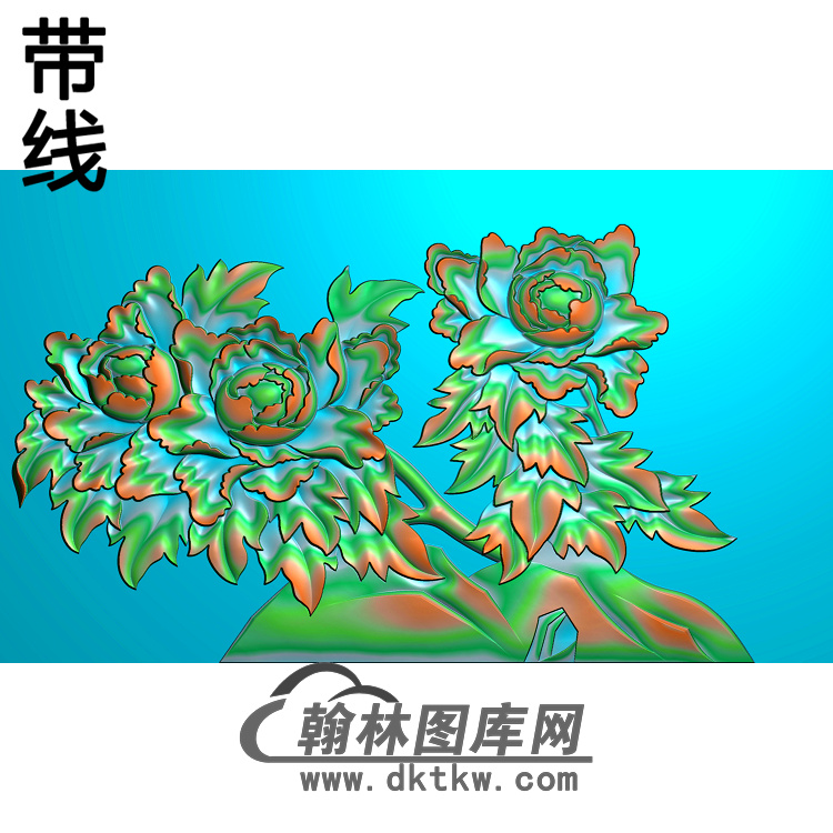 牡丹花鸟精雕图（MD-026)展示