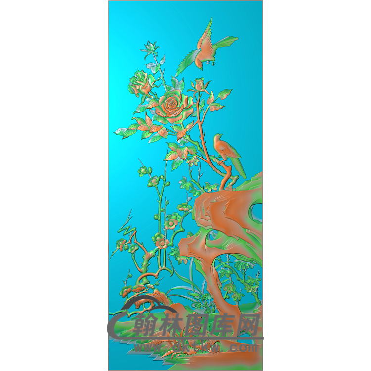 牡丹花鸟精雕图（MD-028)展示