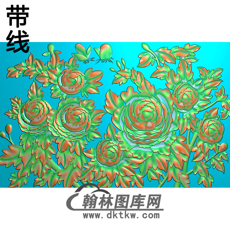 牡丹花鸟精雕图（MD-029)展示