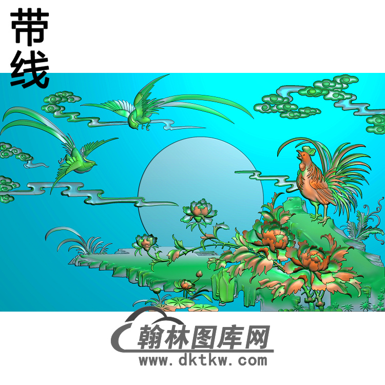 牡丹花鸟精雕图（MD-035)展示