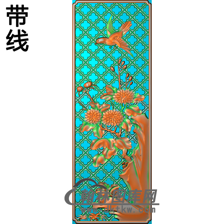 牡丹花鸟精雕图（MD-047)展示